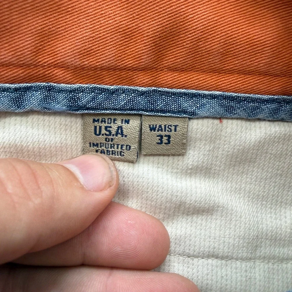 Bills Khakis M3 Brick 60 Min Twill Pant Orange Trim Fit Mens 33 Raw Hem USA